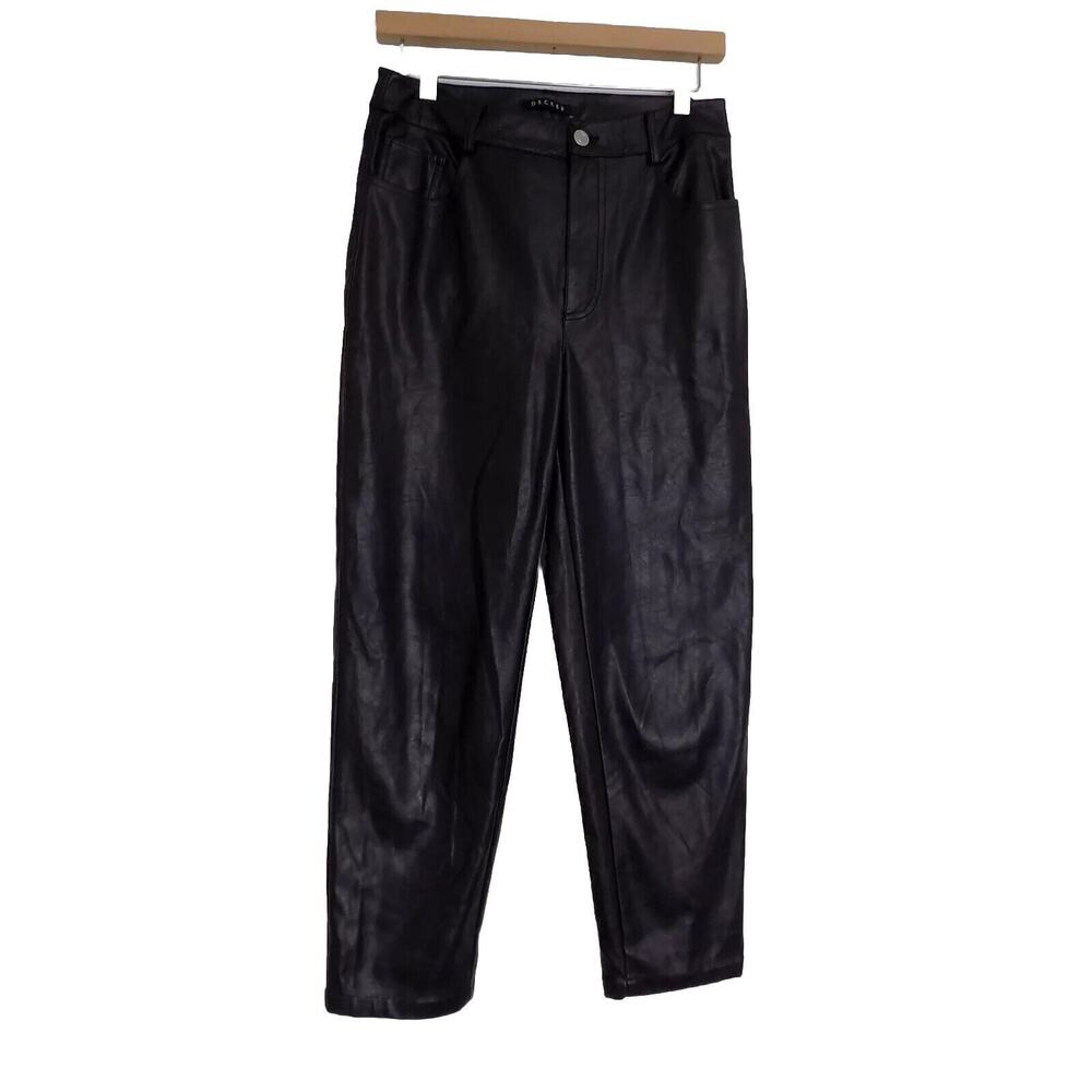 Decker black faux leather pants womens size Medium